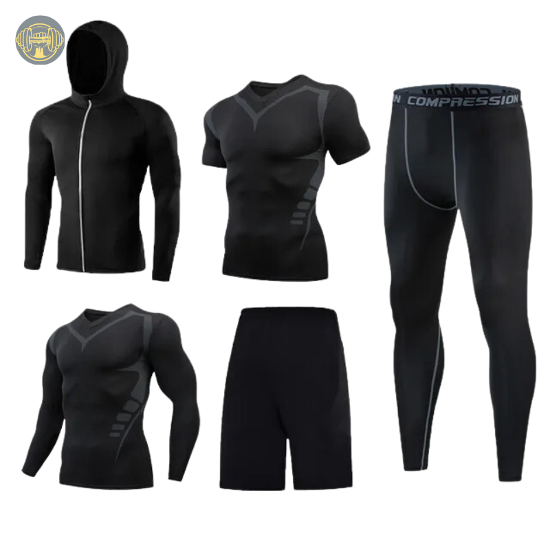 Mens 5Pcs Compression Set Rashguard